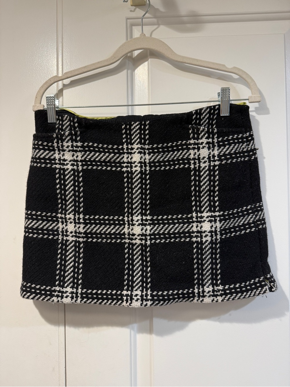 GAP Black and White Plaid Tweed Wool Blend Mini Skirt